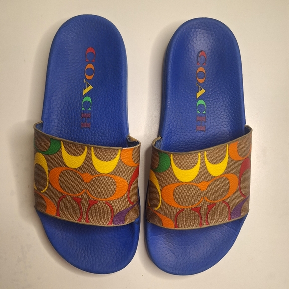 Coach Shoes - Coach rainbow pride slides unisexSZ men's 6 or women's size 7.5
